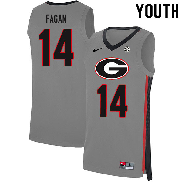 2020 Youth #14 Tye Fagan Georgia Bulldogs College Basketball Jerseys Sale-Gray